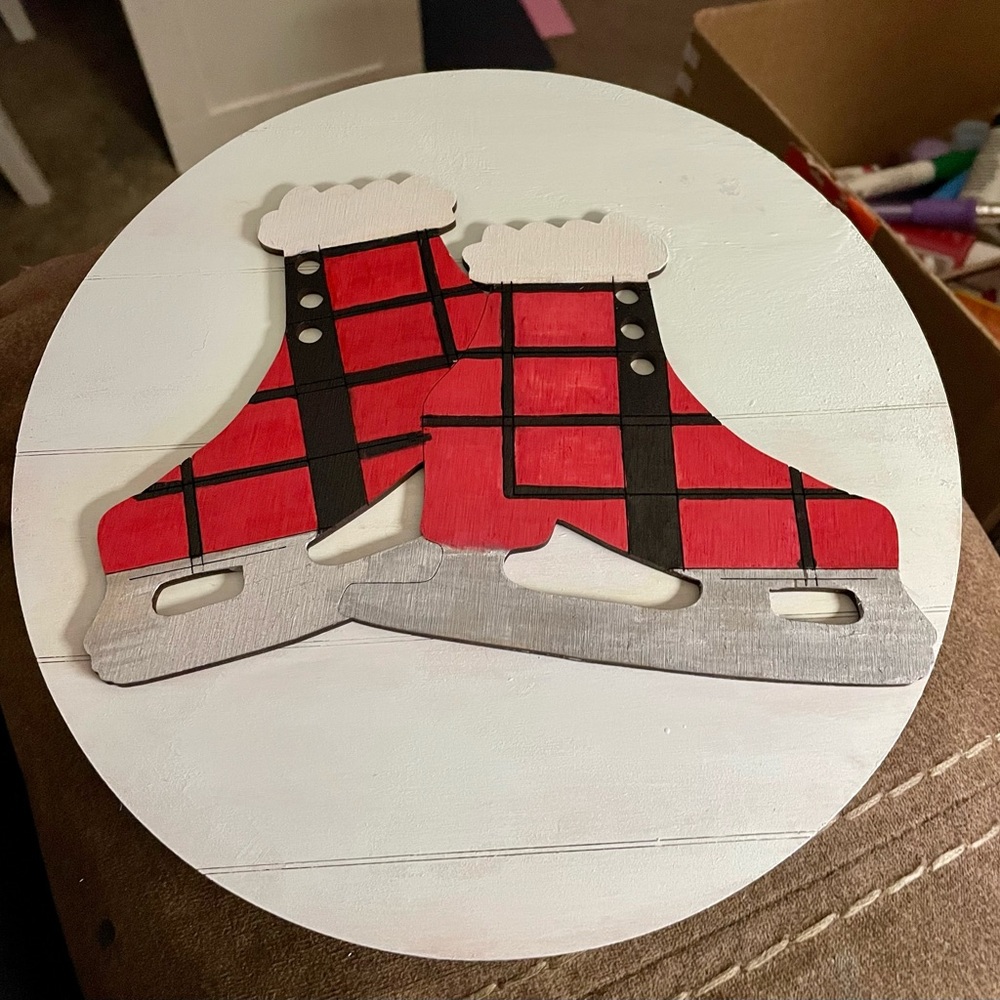 Ice Skating Winter Round Sign